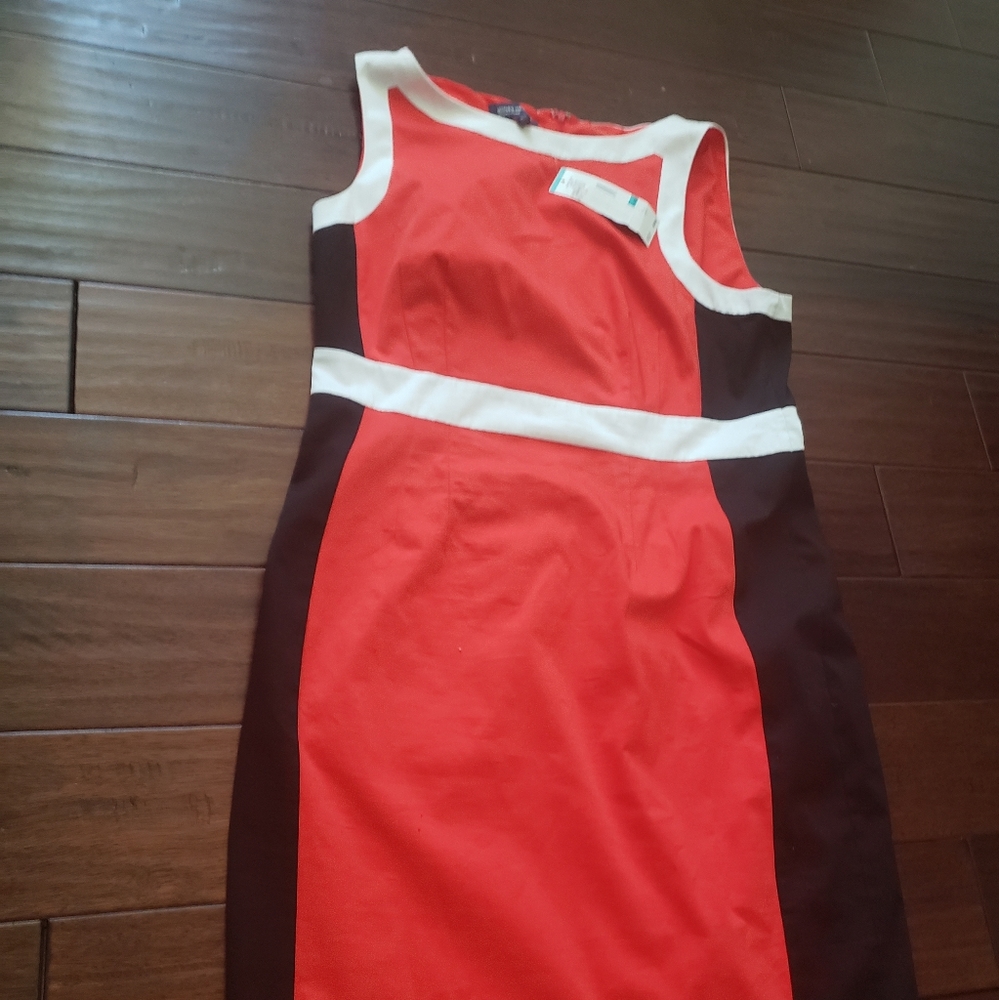 NWT Orange Black & White Colorblock Dress - Picture 1 of 5